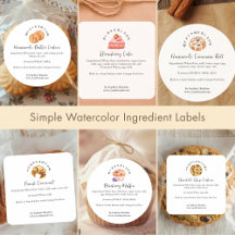 Simple Watercolor Bakery Ingredient Labels