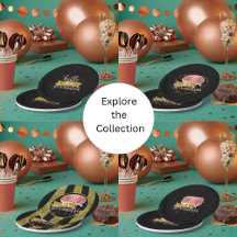 hello 30 birthday paper plates black rose gold