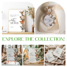 Cute Woodland Animals Modern Script Baby Shower