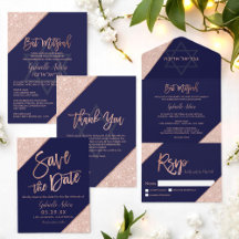 Elegant Rose gold Navy Blue Bat Mitzvah