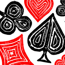 Black and White/Red Playing Card Symbols Linocut