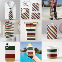 Christmas Gold Green Red Silver And White Stripes