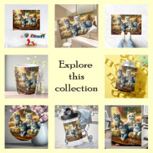 Cats on the sofa - cute scene in vintage look