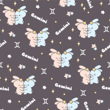 Twin Bunnies Embrace - Gemini Zodiac Constellation