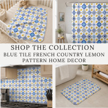 Blue Tile French Country Lemon Pattern Home Decor