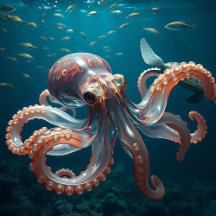 Glass-like Octopus under the Sea