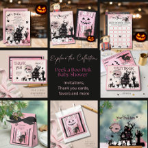 Peek a Boo Whimsical Pink & Black Baby Shower 