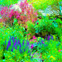 Green Spring Garden Landscape with Peonies