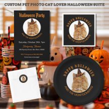 Custom Pet Photo Cat Lover Orange Black Halloween