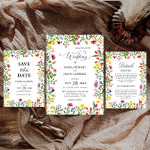 Elegant Colorful Wildflower Floral Wedding Suite
