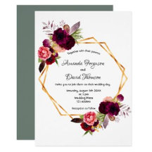 Sage green wedding - burgundy florals