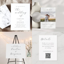 Elegant Minimalist Script Black and White Wedding