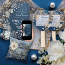 Trendy 3-D denim print with costume jewellery