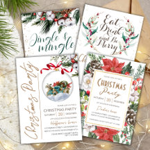 Modern Watercolor Christmas Party Invites