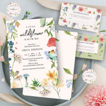 Watercolor floral Wildflowers baby  shower