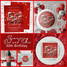 Shimmering Red and Silver 50th Birthday