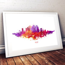 cities skyline watercolor