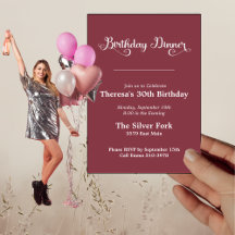 Modern Jewel Tone Birthday Dinnner Invitation