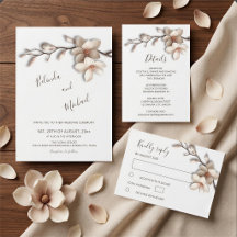 Off White Blush 3D Magnolia Wedding