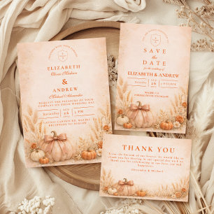 Kokettenbogen-Kürbis-Herbsthochzeit Save The Date