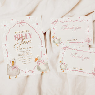 Rosa Bow Albern Gänse Coquette Geburtstag Dankeskarte