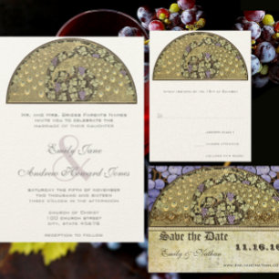 Arch Art Nouveau Peacock Birds Wedding Einladung