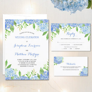 Blue Hydrangea Blumengrün Wedding Einladung