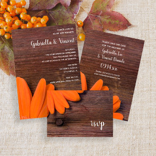 Rustikale Orange Daisy Ranch Wedding RSVP Card