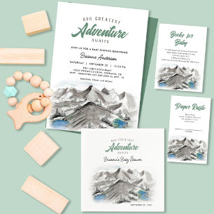 Adventure Mountains Baby Shower Books for Baby Begleitkarte