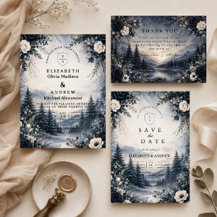 Melancholische Winterhochzeit-Eleganz Dankeskarte
