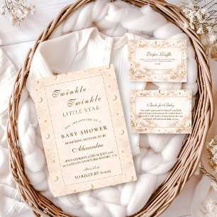 Twinkle Little Star Gold Baby Shower Einladung