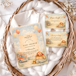 Feuerwehrauto Feuerwehrmann Baby Shower Einladung
