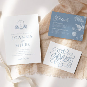 Dusty Blue Calligraphy Wedding Meals RSVP Card