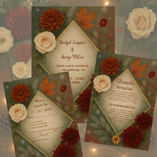 elegante Herbstblumenhochzeit RSVP Karte