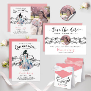 Vintage Elegante Pastel Peach Pink Stille Años Geschenkschachtel