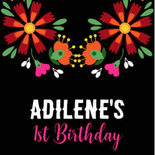 Schwarze ethnische Blume Fiesta mexikanische Stick Runder Aufkleber