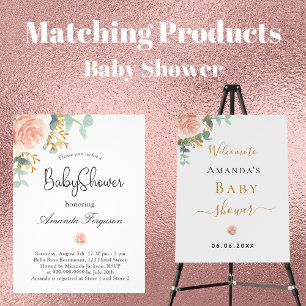 Baby Shower rosa Hummel-Blumen-Grünzeug Mädchen Einladungspostkarte