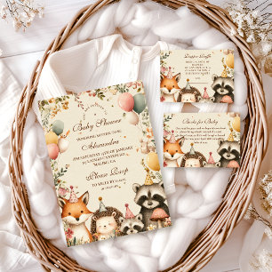 Woodland Party Animals Kinderdusche Einladung