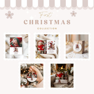 Foto Kariert Reindeer Erste Weihnachtsfeier Feiertagskarte