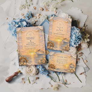 Romantische Hochzeit auf einer Küstenkreuzfahrt Save The Date