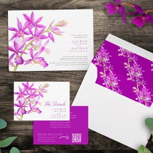 lila Juwel Orchid Aquarell Hochzeit danke Karte