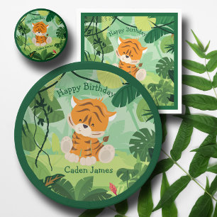Niedlich Tiger Custom Kids Safari Geburtstagsparty Button