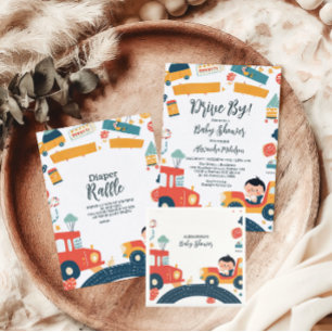 Fun Vehicle Cars Boy Baby Shower Pappteller