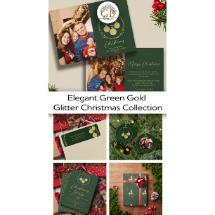 Eleganter Green Gold Glitzer Wreath Frohe Weihnach Geschenkpapier