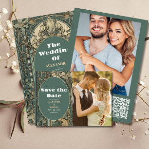 Foto Vintager Blumenstrauß Jugendstil Hochzeit Save The Date