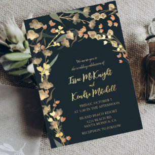 Emerald Rust Wedding Elegante Rose Gold Folieneinladung