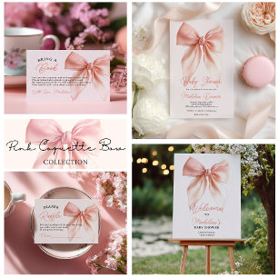 Niedlich Blush Pink Coquette Bow Girl Babydusche Einladung