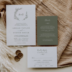 Mindestleaf   Olive Green Menu Choice RSVP Card