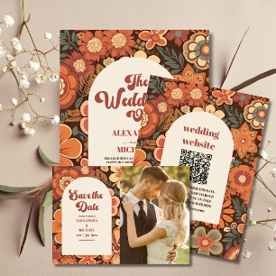 Arch Groovy Retro 70er Floral Wedding Save The Date