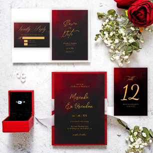 Elegante Gold Black and Red Wedding Save The Date
